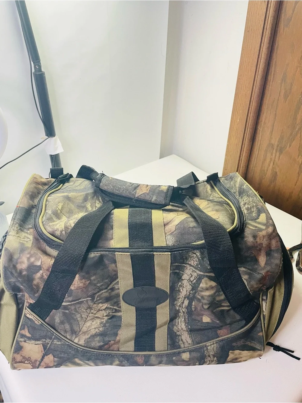 Whitetail Unlimited Men's Camouflage Duffel Bag with Black Straps - Durable